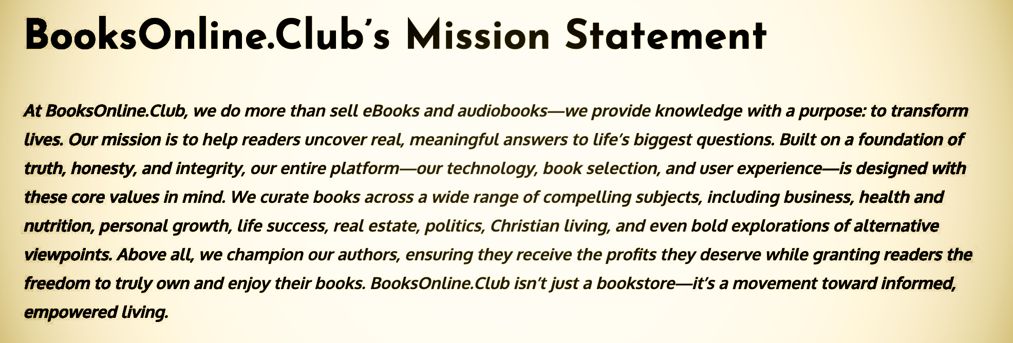 BooksOnline Mission Statement